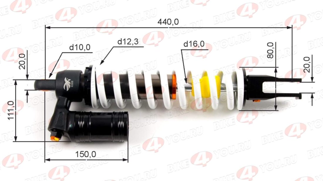 Амортизатор L=440 центральный с бачком