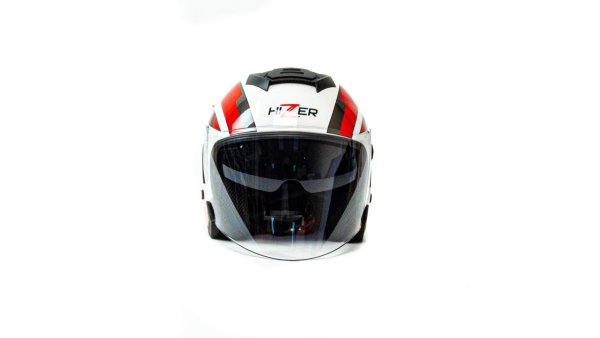 Шлем мото открытый HIZER J222 #1 (L) white/red (2 визора)