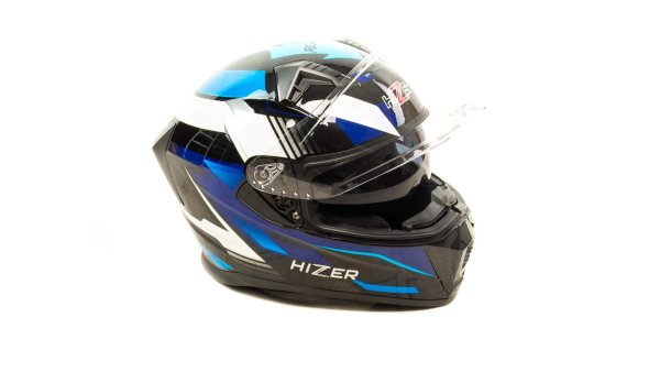 Шлем мото интеграл HIZER J5320 #1 (M)  black/blue (2 визора)