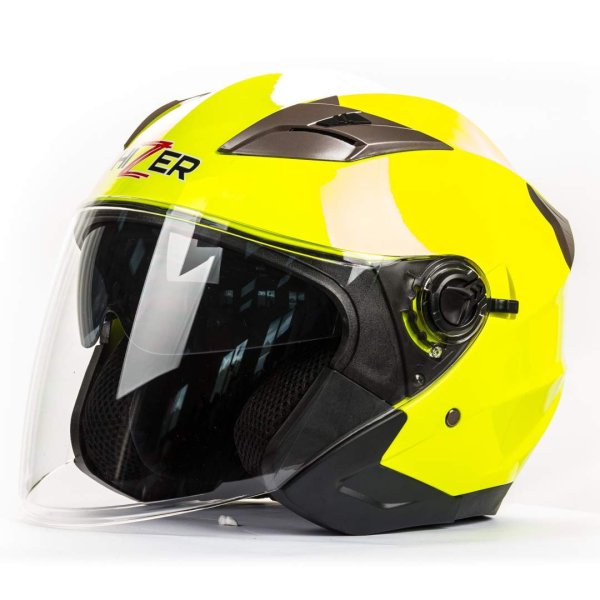 Шлем мото открытый HIZER B208 #2 (M) lemon/green (2 визора)